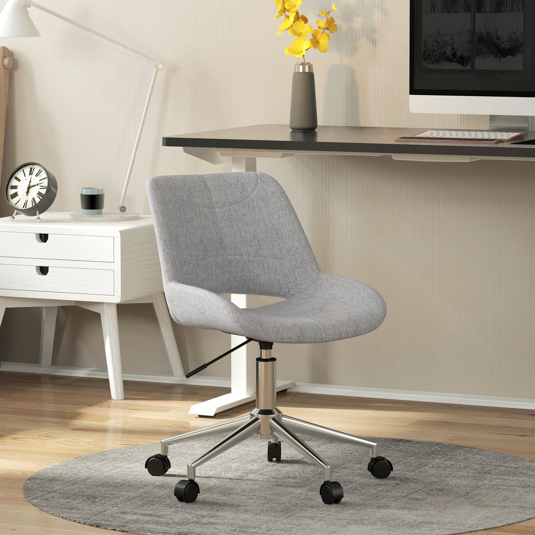 Kontorstol, højdejusterbar, 360° drejelig, op til 110 kg, metalstel, lysegrå, 49 x 56,5 x 73-82,5 cm