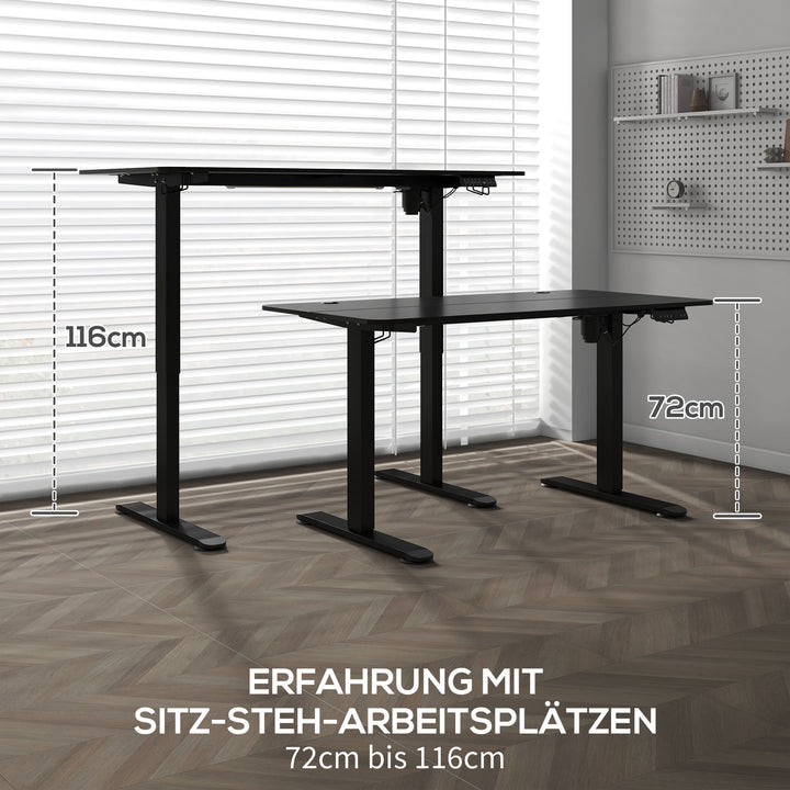 Højdejusterbart computerbord, 140 cm x 70 cm x 116 cm, sort
