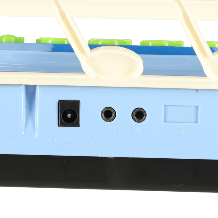 Keyboard til børneklaver interaktivt orgel 37 tangenter mikrofon stativ blå