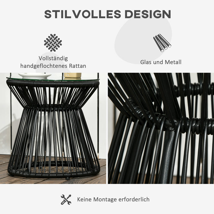 Havebord i bohemestil, vejrbestandigt, PE-rattan, 40 cm x 40 cm x 42 cm, sort