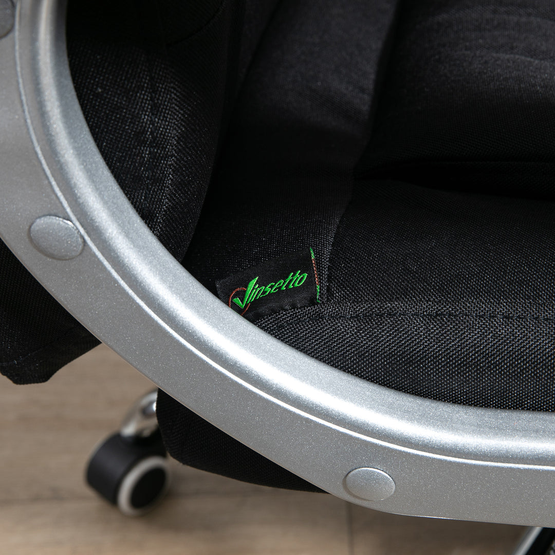 Kontorstol, arbejdsstol, skrivebordsstol, drejestol, 360°, ergonomisk, vippefunktion, højdejusterbar, sort linned, 64 x 75 x 111-121 cm