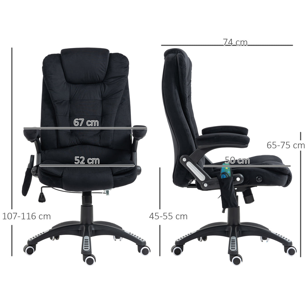 Kontorstol med massage- og varmefunktion, ergonomisk, højdejusterbar, sort