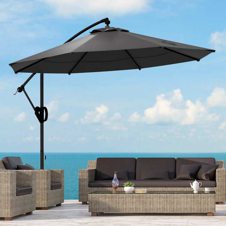 Parasol fritbærende parasol, inklusive krydsfod, 293 x 293 x 260 cm, grå