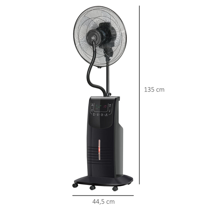 Vandkølet piedestalventilator med dugfunktion, fjernbetjening, oscillerende, timer, 3,1 L vandtank, 3 tilstande, 90 W vandventilator med hjul, 135 cm