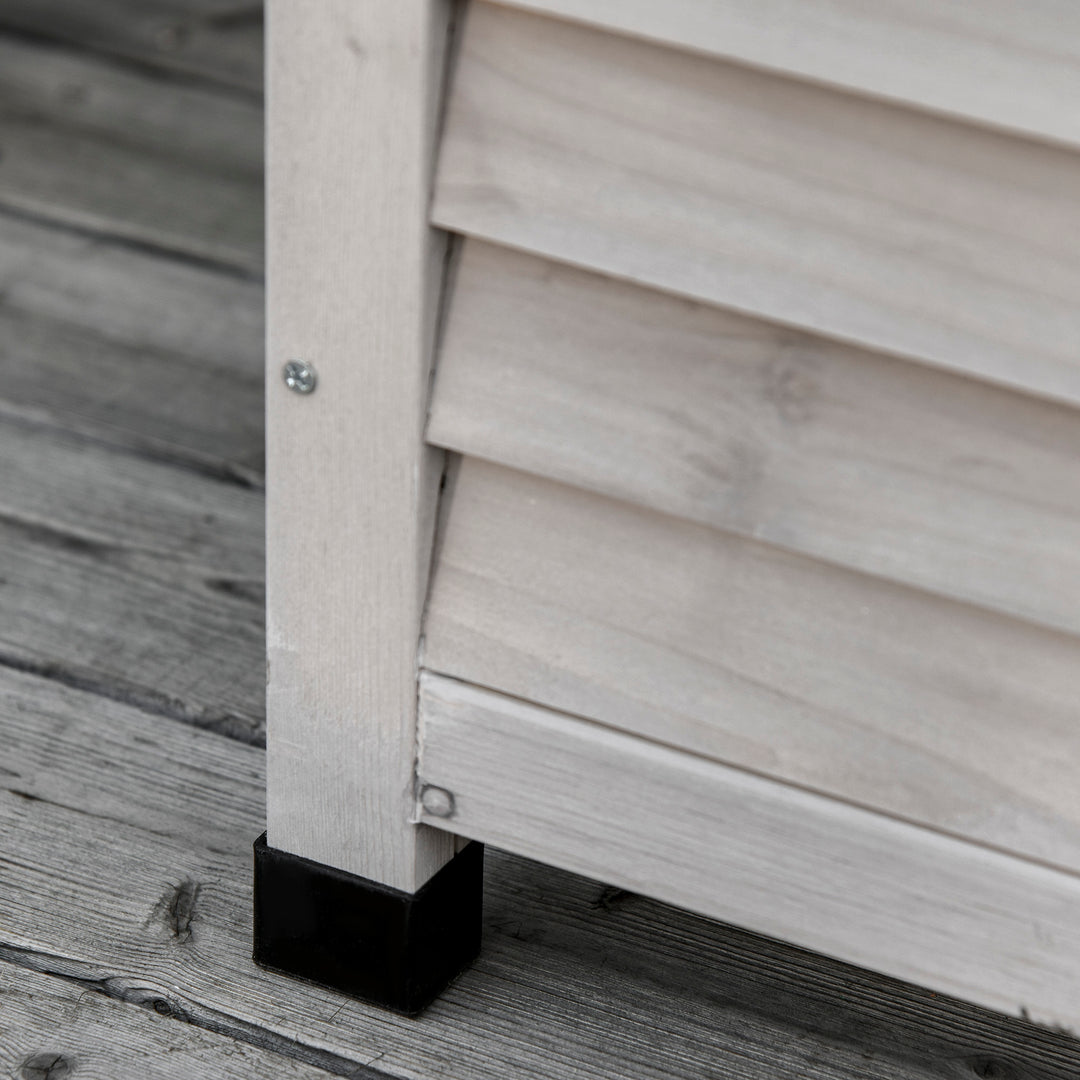 Haveopbevaringskasse, vejrbestandig, åndbar, hyndekasse, opbevaringskasse, grantræ, grå, 127 x 56 x 60 cm