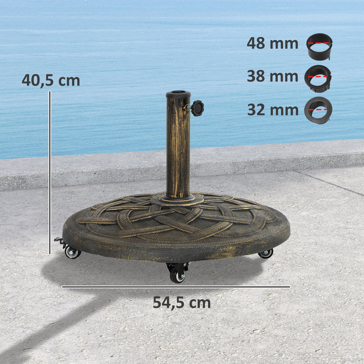 Beton parasolfod, parasolstativ med hjul, rund parasolholderstativ til parasoller 32/38/48 mm