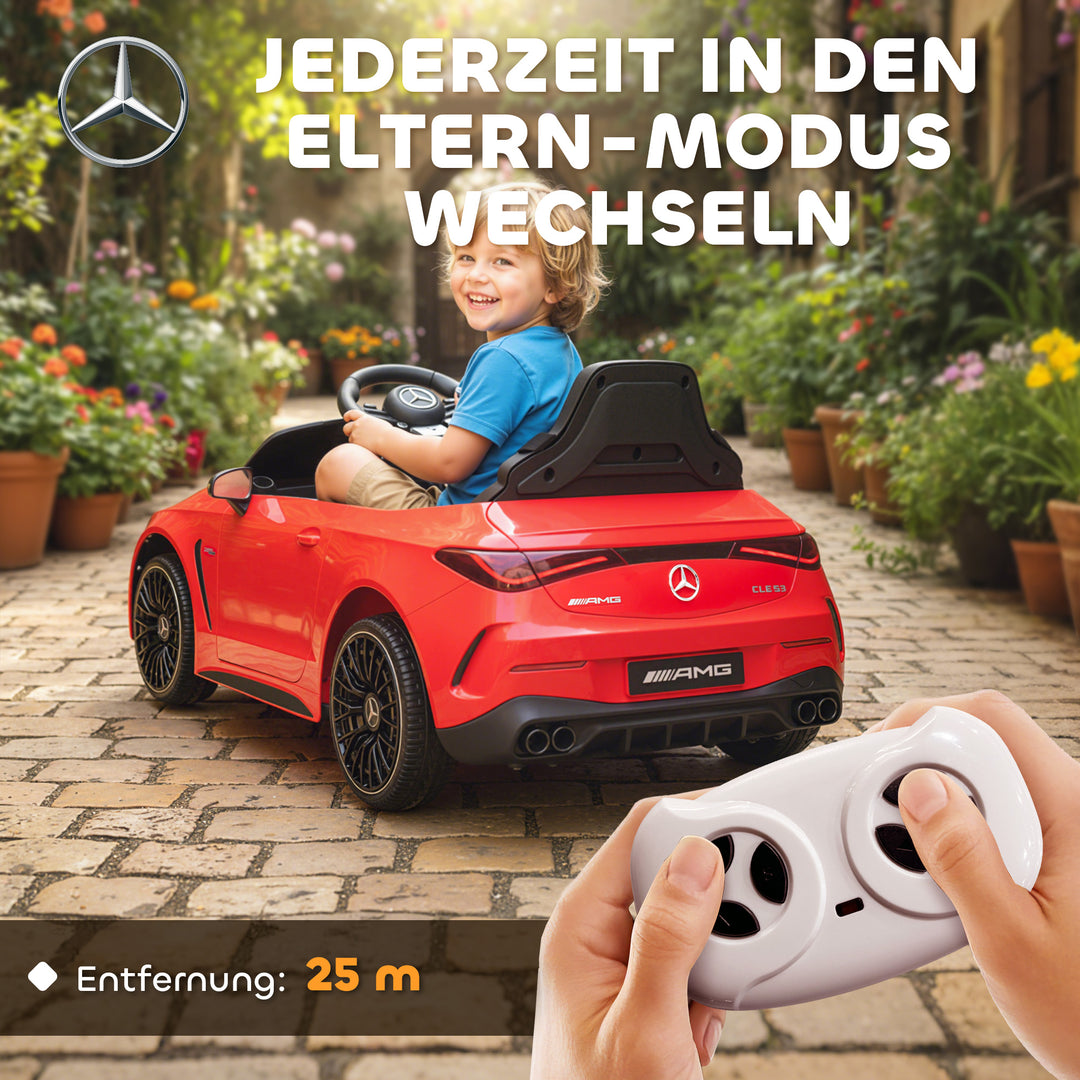Børne elbil, Mercedes design, 12V motor, fjernbetjening, LED-lys, musik, til børn i alderen 3-6 år, rød