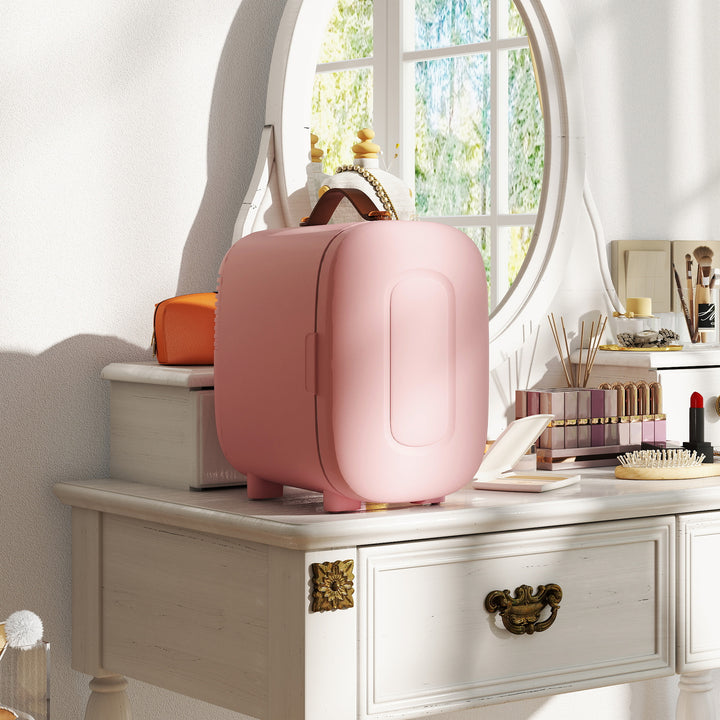 Minikøleskab beauty fridge, 4 l kapacitet, 20 x 26 x 28 cm, lyserød