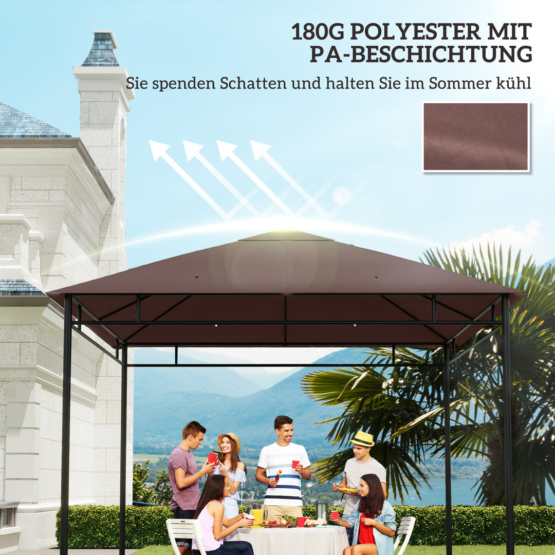Udskiftningstag til havepavillon, polyester, 2,98 x 2,95 m, kaffe