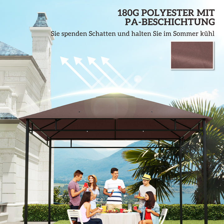 Udskiftningstag til havepavillon, polyester, 2,98 x 2,95 m, kaffe