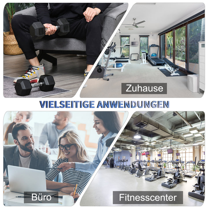 Sekskantede håndvægte, sæt med 2 håndvægte med riflede håndtag, støbejerns håndvægtsæt, 2 x 10 kg, håndvægte til mænd og kvinder, hjemme, fitnesscenter, styrketræning