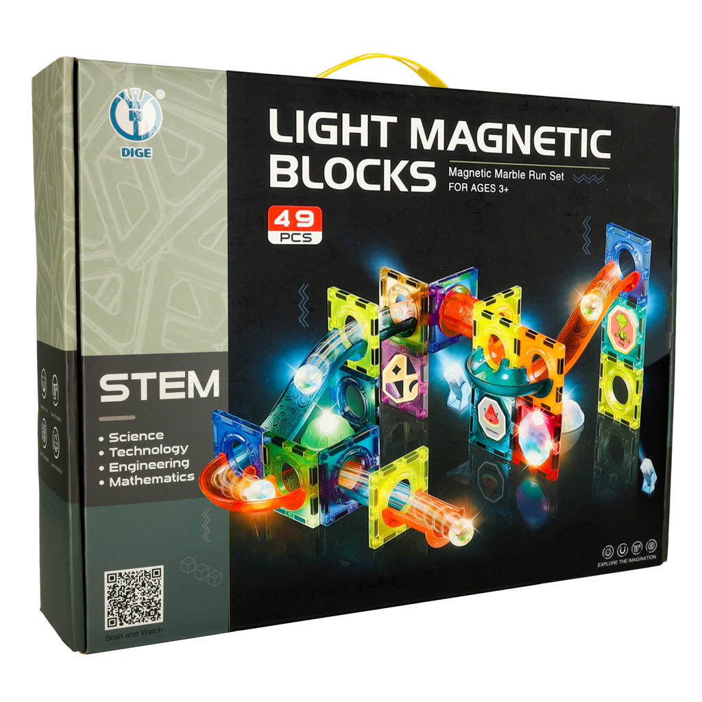 Magnetiske klodser marmor kuglebane glødende 49 elementer