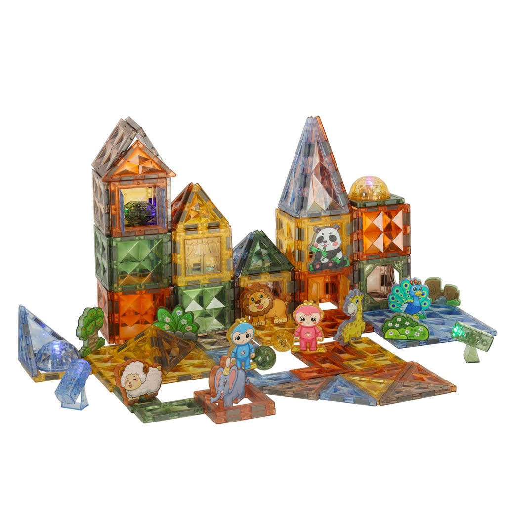 3D-konstruktionsmagnetiske klodser glødende dyrepark