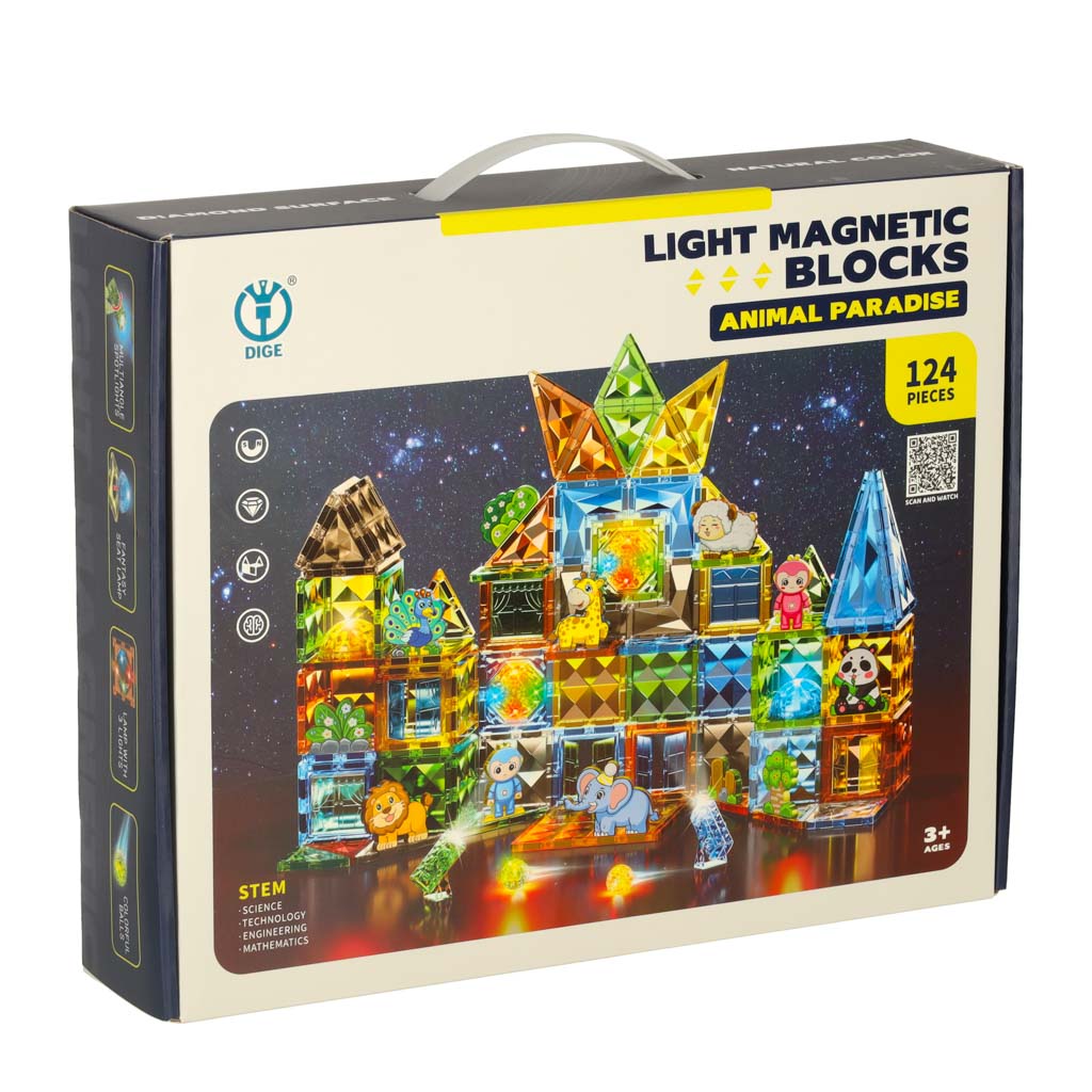 3D-konstruktionsmagnetiske klodser glødende dyrepark