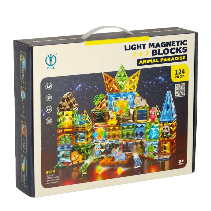 3D-konstruktionsmagnetiske klodser glødende dyrepark