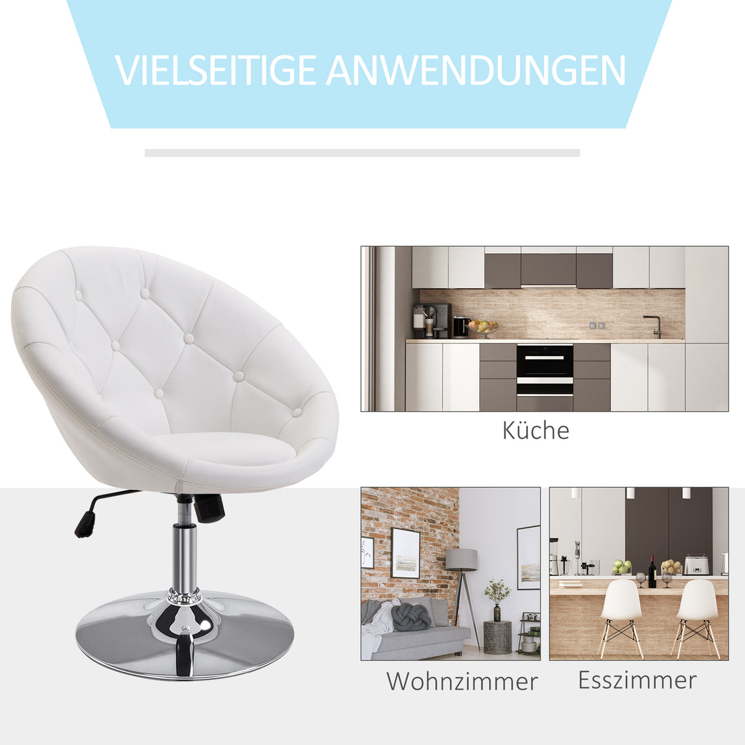 Arbejdsskammel drejeskammel kontorstol forkromet højdejusterbar, kunstlæder + stål, sort/hvid, 71x59x78-90cm (hvid)
