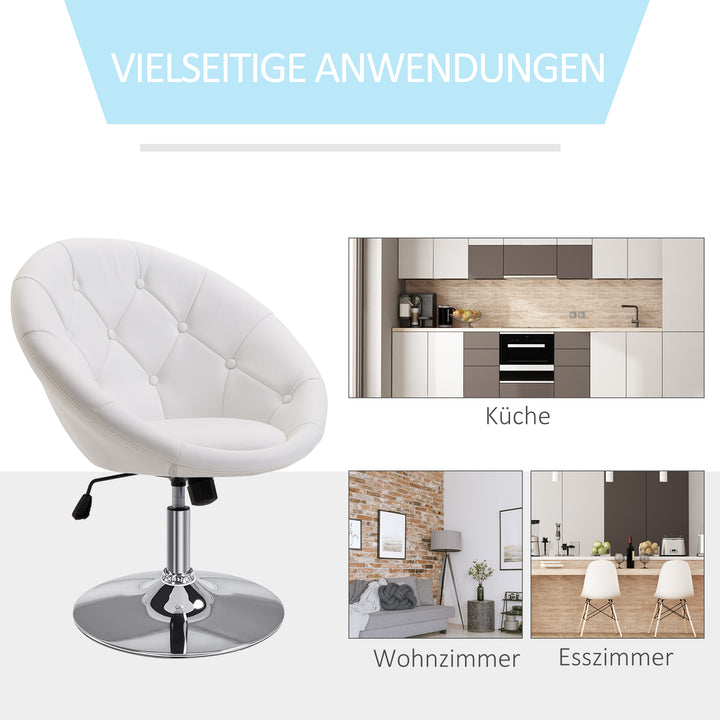 Arbejdsskammel drejeskammel kontorstol forkromet højdejusterbar, kunstlæder + stål, sort/hvid, 71x59x78-90cm (hvid)
