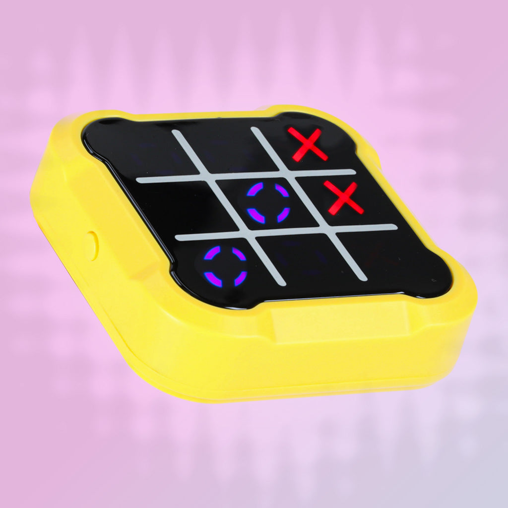 Cirkel kryds kryds elektronisk puslespil tic tac toe bærbar konsol gul