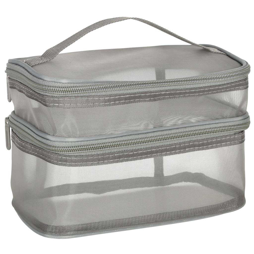 Kosmetik rejsearrangør foldbar stablet organizer til opbevaring af kosmetiktilbehør grå