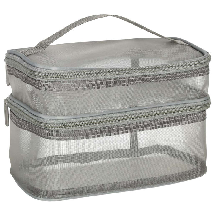 Kosmetik rejsearrangør foldbar stablet organizer til opbevaring af kosmetiktilbehør grå