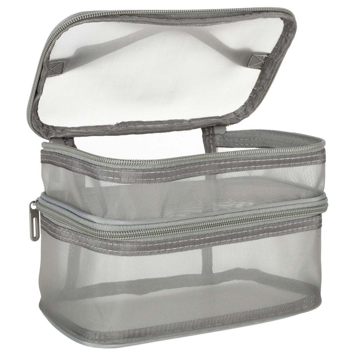 Kosmetik rejsearrangør foldbar stablet organizer til opbevaring af kosmetiktilbehør grå