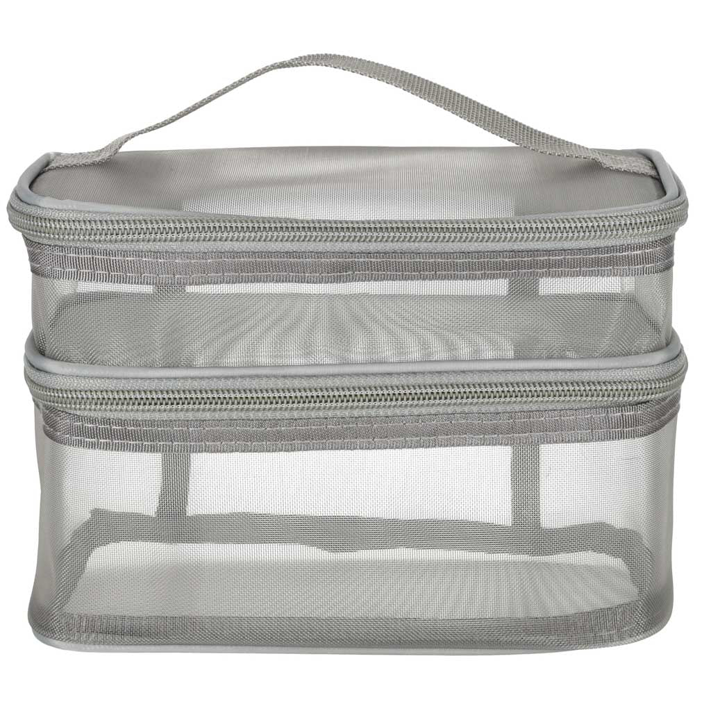 Kosmetik rejsearrangør foldbar stablet organizer til opbevaring af kosmetiktilbehør grå