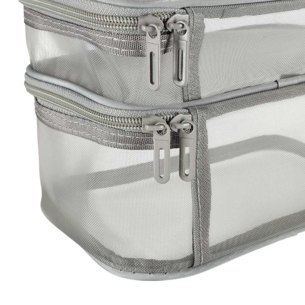 Kosmetik rejsearrangør foldbar stablet organizer til opbevaring af kosmetiktilbehør grå
