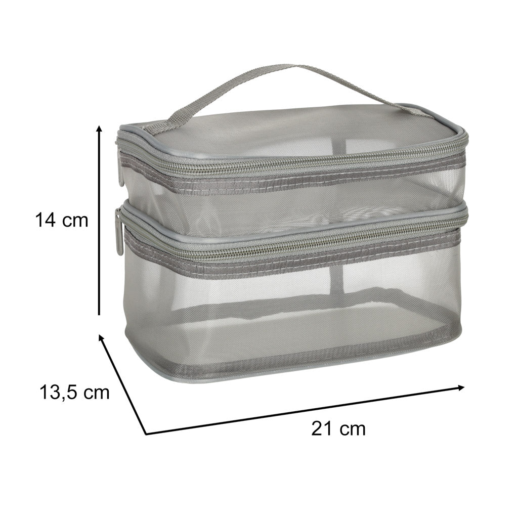 Kosmetik rejsearrangør foldbar stablet organizer til opbevaring af kosmetiktilbehør grå