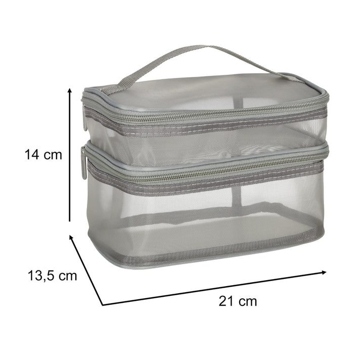Kosmetik rejsearrangør foldbar stablet organizer til opbevaring af kosmetiktilbehør grå