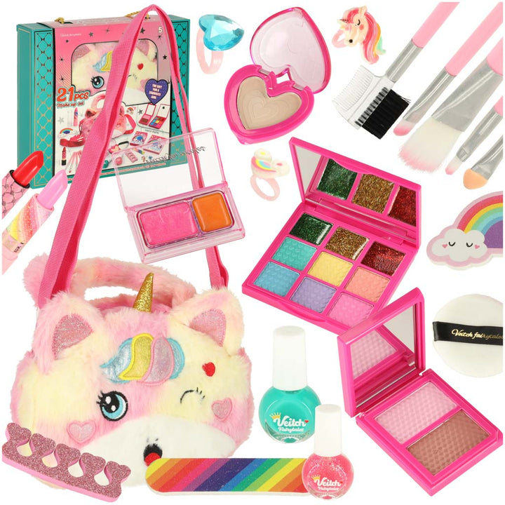 Makeup kosmetik makeup neglelakker håndtaske sæt med 21 dele