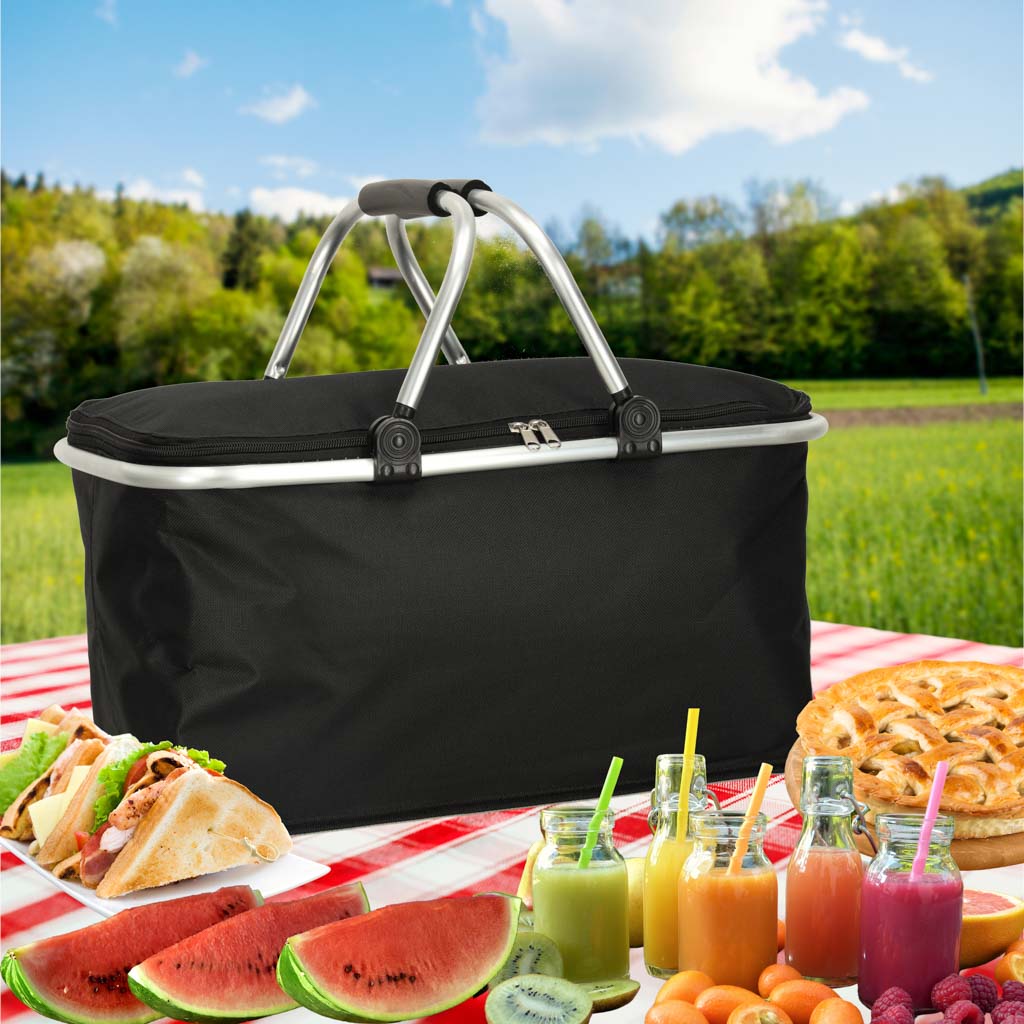 Termisk foldbar picnickurv i sort