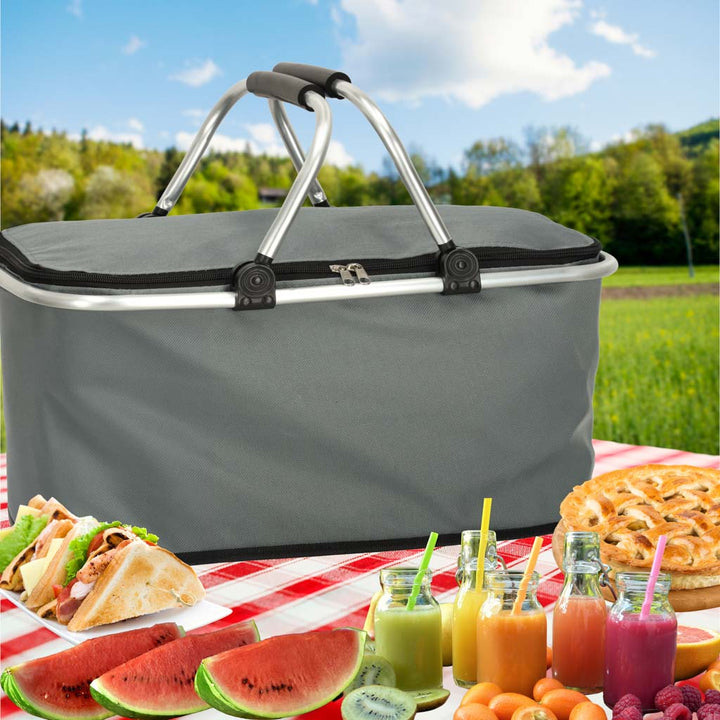 Termisk foldbar picnickurv grå