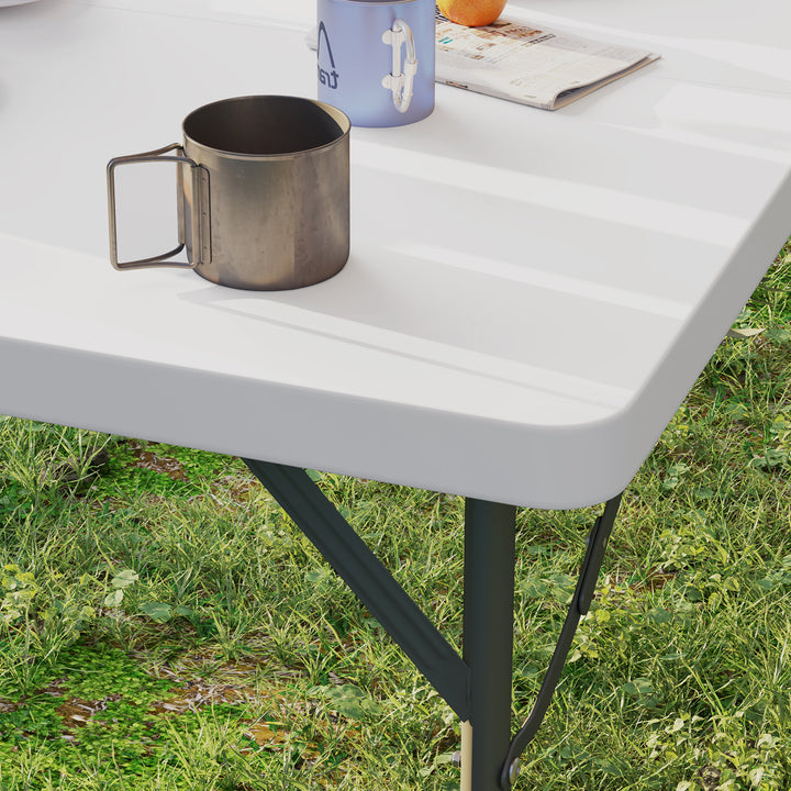 Picnicbord, foldbart campingbord, justerbart i to højder, til havefester, camping, plastik, metal, hvid