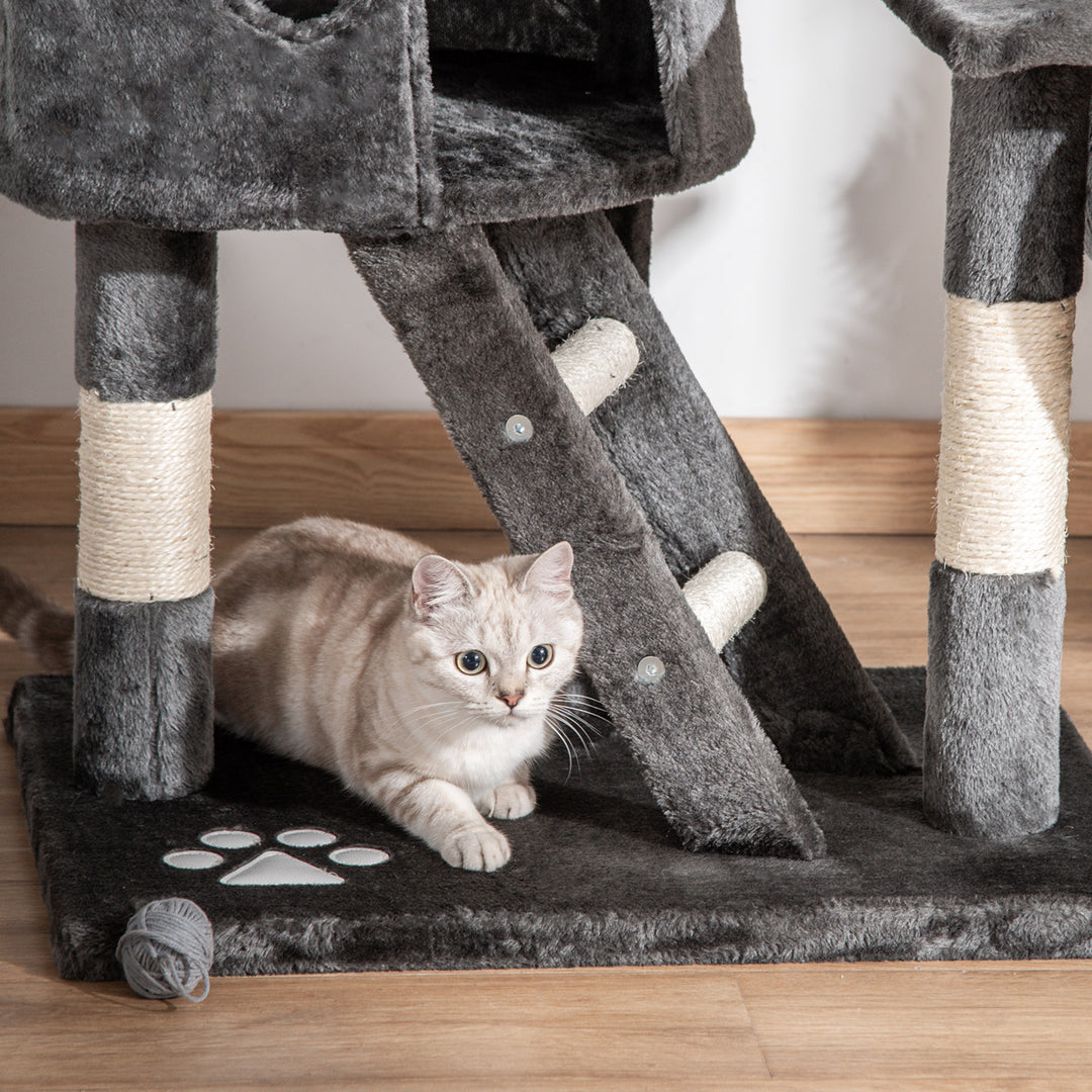 Kradsetræ til katte 240-260 cm lofthøj kradsetræ stort klatretræ kradsetræ til store katte med sisalreb mørkegrå