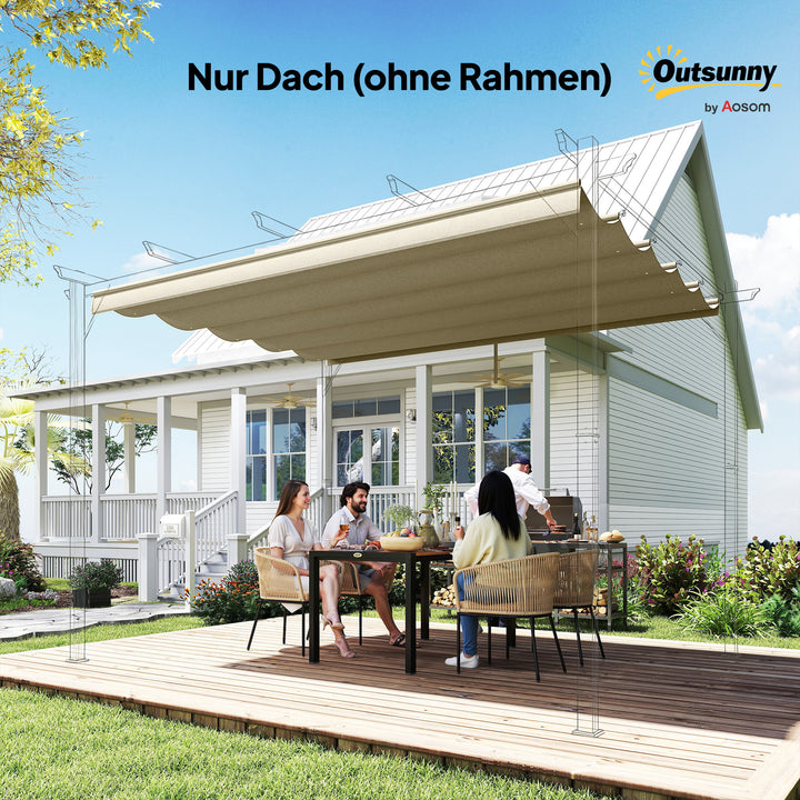Udskiftningstag til 3 x 3 m pergola, udtrækkeligt, med drænhuller til regnvand, vejrbestandigt, polyester, beige, 250 x 255 cm