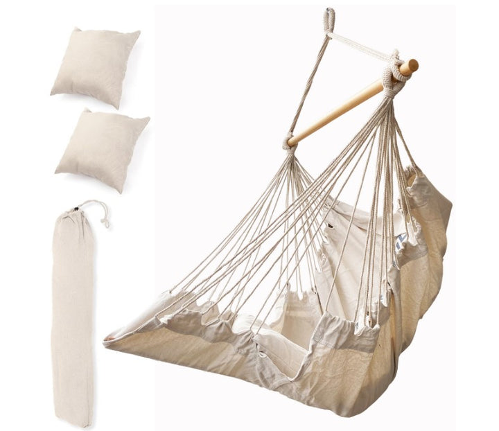 Brasiliansk stol med fodstøtte, hængegynge 130 cm beige