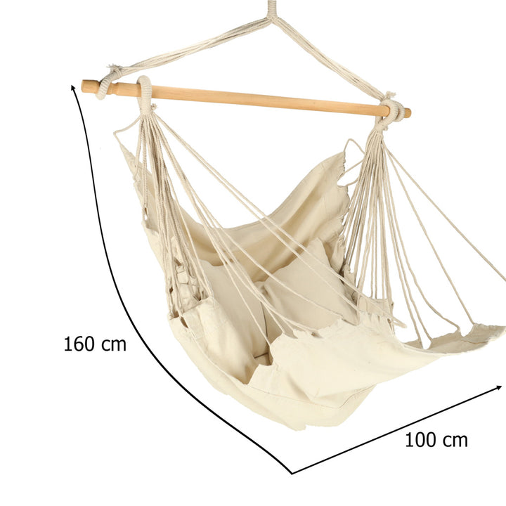 Brasiliansk stol med fodstøtte, hængegynge 130 cm beige