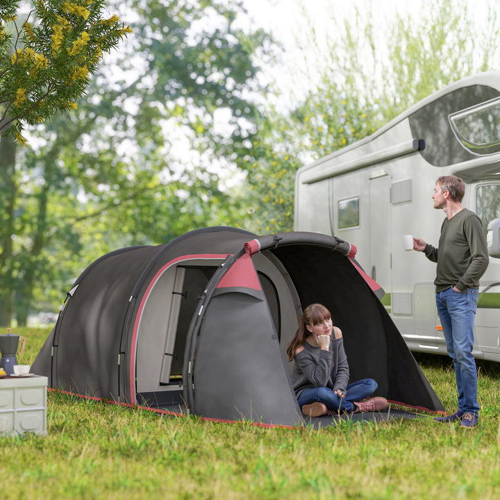 Campingtelt, pop-up-telt til 2-3 personer, forhal og soveområde, vandtæt, 426 x 206 x 154 cm, grå