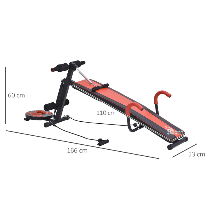 Sit-up bænk sammenklappelig multifunktionel vægtbænk med modstand, træningsbænk til helkropstræning flad bænk skråbænk mavetræner til hjemmegym fitnessbænk op til 120 kg