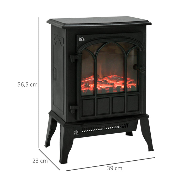 Elektrisk pejs, led flammer, 1000/2000 w, justerbar temperatur og lysstyrke, metal, 39 x 23 x 56,5 cm