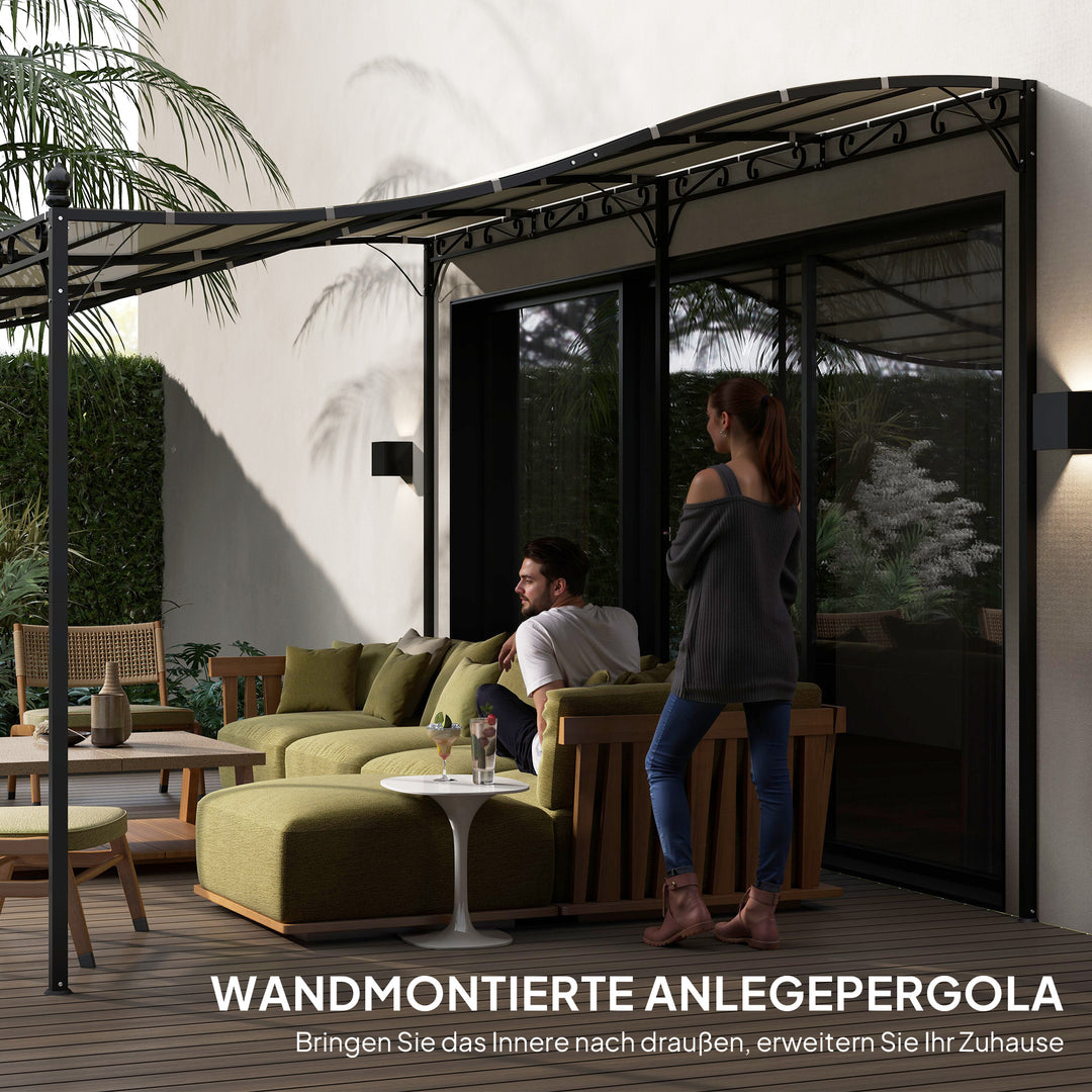 3 X 5 m pergola, fleksibelt havetag med vandtæt presenning og metalramme, skygge, cremehvid