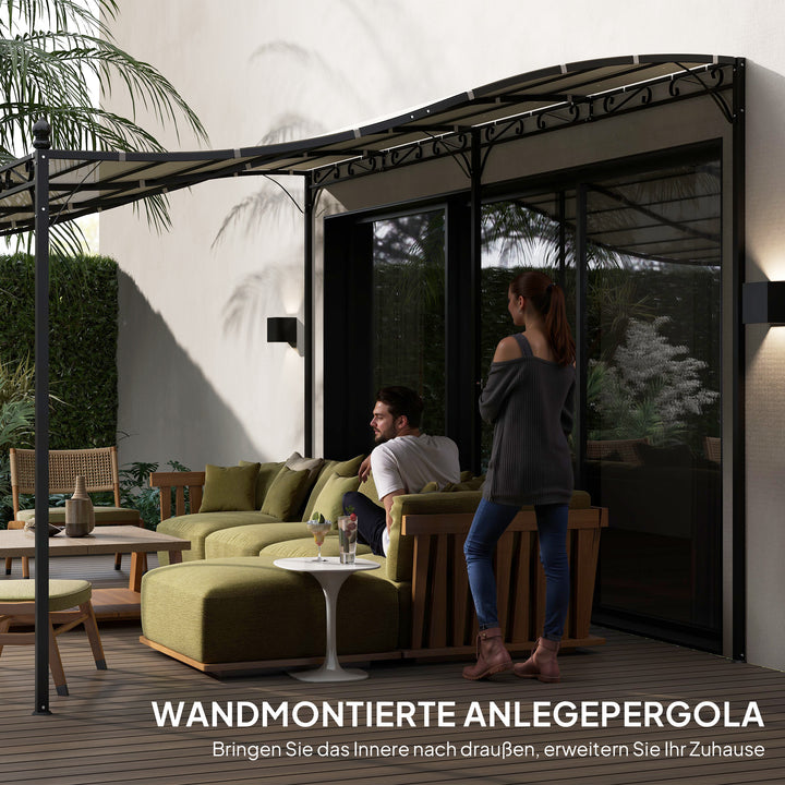 3 X 5 m pergola, fleksibelt havetag med vandtæt presenning og metalramme, skygge, cremehvid