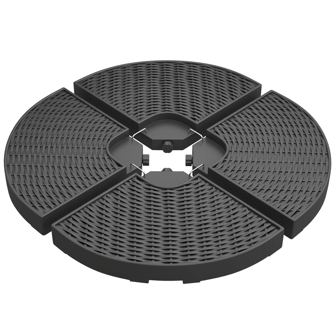 Parasolstativ, 4 dele, fyldbar, 100 x 100 x 8 cm, sort