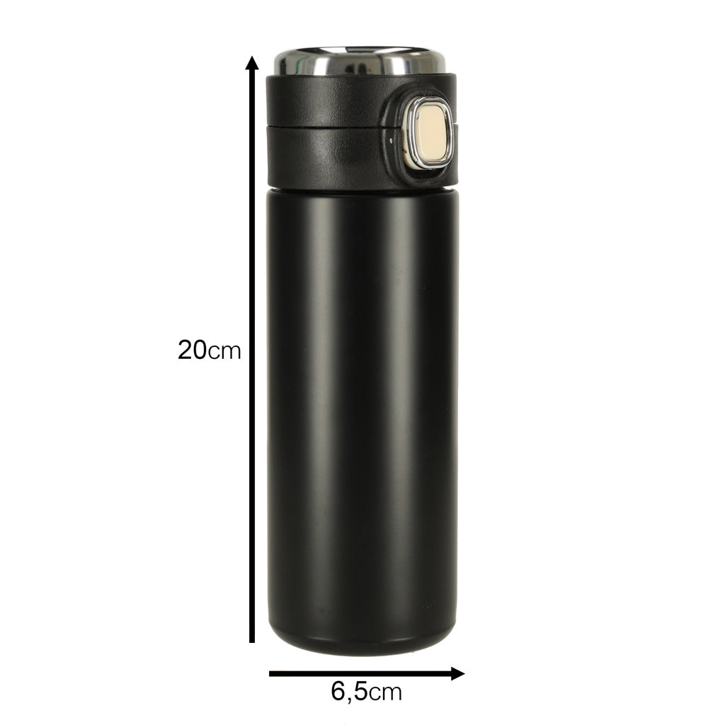 LED termokande med mundstykke, sort, 420 ml