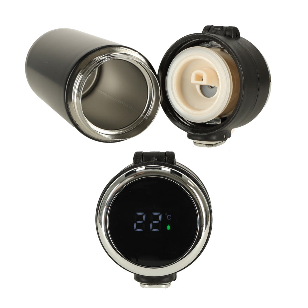 LED termokande med mundstykke, sort, 420 ml