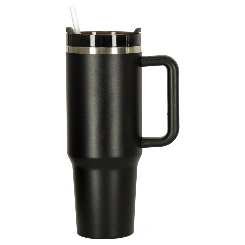 Termokrus med sugerør og hank termokande 1200ml sort