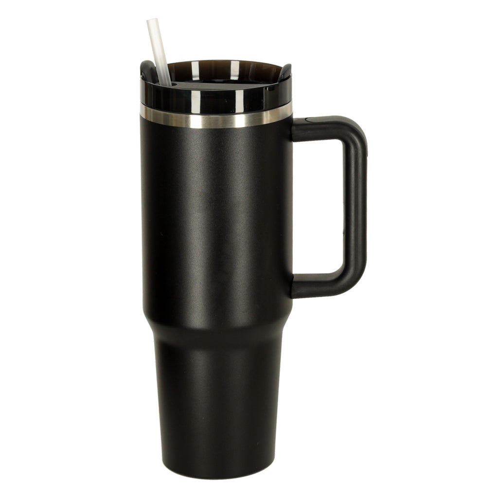 Termokrus med sugerør og hank termokande 1200ml sort