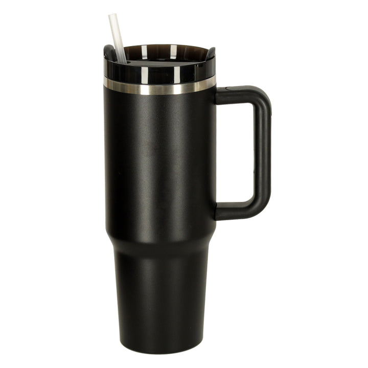 Termokrus med sugerør og hank termokande 1200ml sort