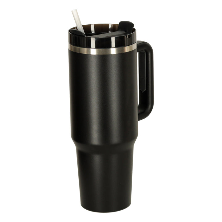 Termokrus med sugerør og hank termokande 1200ml sort