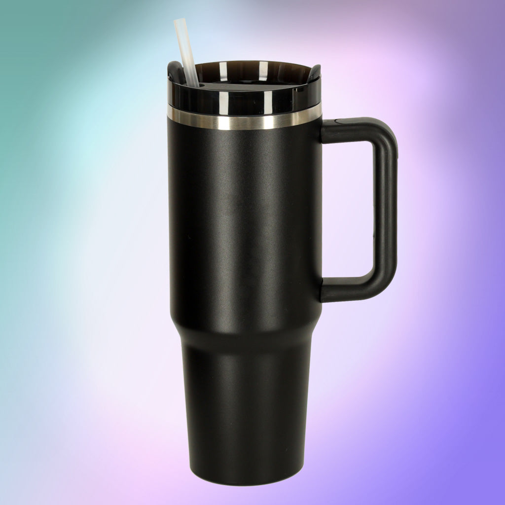 Termokrus med sugerør og hank termokande 1200ml sort